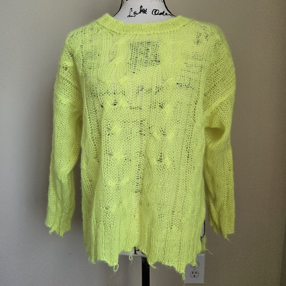 By Anthropologie Wool Blend Sweater Womens S Open Knit Lightweight Pullover